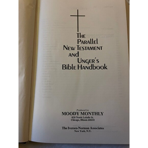 The Parallel New Testament And Unger’s Bible Handbook 1975 First Printing KJV - Picture 4 of 8